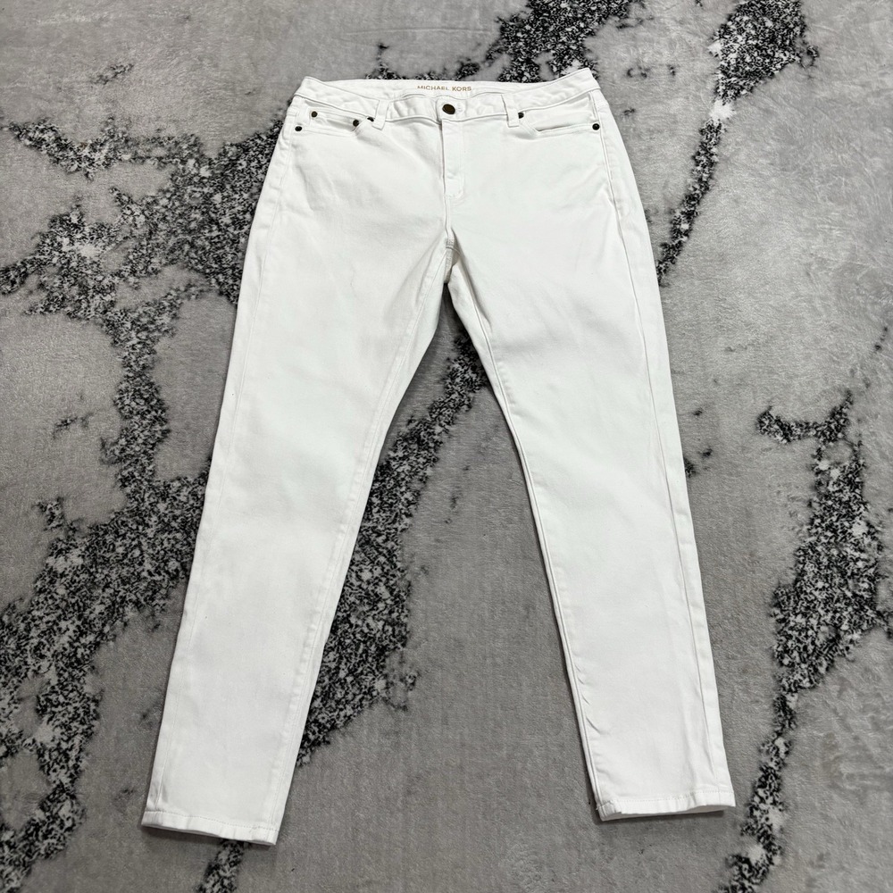 Michael Kors Womens Size 12P Selma White Skinny Jeans Stretch Denim Pants